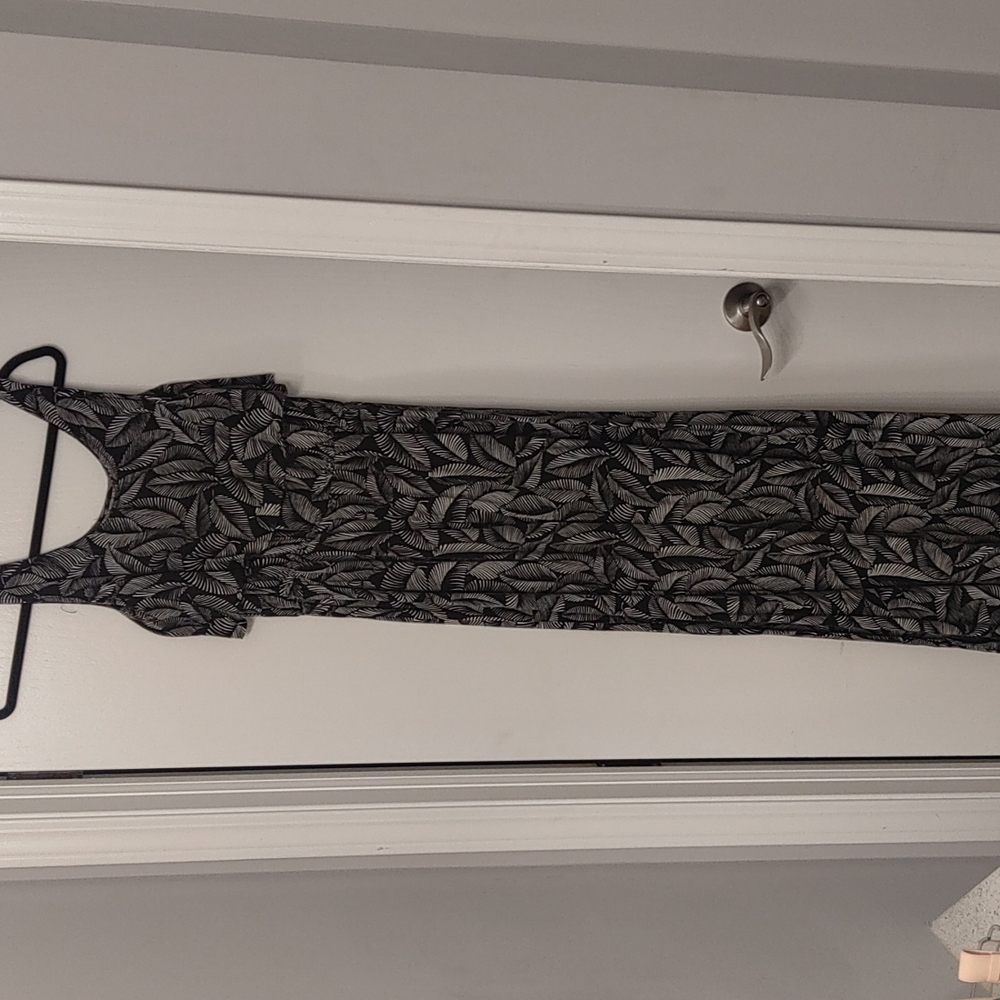 Black and white patterned maxi dress